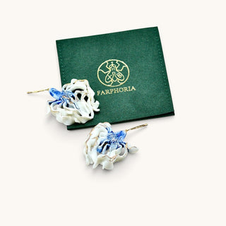 Unique porcelain statement earrings for women, handcrafted petal by petal as an 18th wedding anniversary present