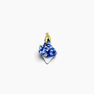 Real flower in porcelain pendant with blue glaze, a unique handmade gift for a nature-loving wife