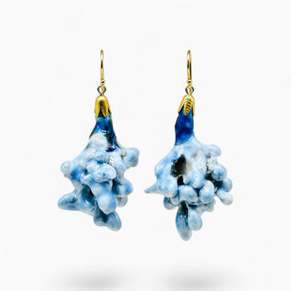 A pair of blue porcelain earring made from real flower – 18th wedding anniversary gift for her