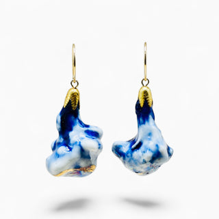 Real flowers transformed into porcelain earrings with gold-filled earwires
