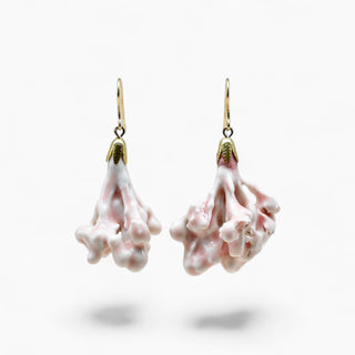 Blush pink real flower porcelain earrings, a unique handmade gift for wife