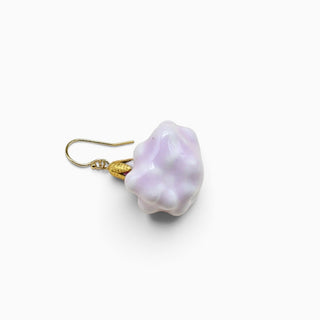 Handmade real flower porcelain earring sold individually for creating a unique mismatched jewellery look