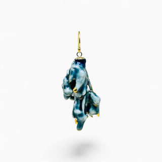 Real flower porcelain single earring, a one-of-a-kind gift for a wife who loves unconventional jewellery