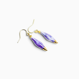 Collectable porcelain peacock earrings by FARPHORIA, a one-of-a-kind present for a beloved woman