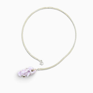 One-of-a-kind real-flower necklace in pastel purple porcelain, a unique 18th wedding anniversary gift for her