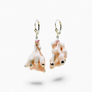 Blush pink botanical porcelain earrings, a meaningful luxury gift for wife