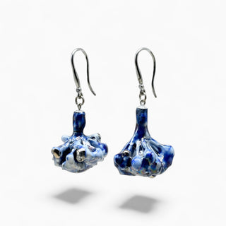 FARPHORIA blue real flower porcelain earrings, a special gift for the wife who has everything