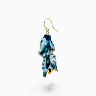 Dark green botanical porcelain earring handmade from a real London flower for a truly special gift for her