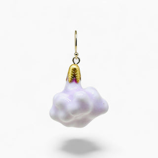 Real flower porcelain single earring, a one-of-a-kind unusual gift for a wife who loves artistic jewellery