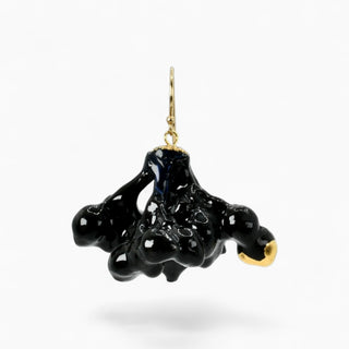 Sculptural dark porcelain single earring, an original anniversary gift for a wife with individual style
