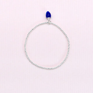 Handmade stretchy beaded bracelet with tiny porcelain charm – unique affordable gift for wife