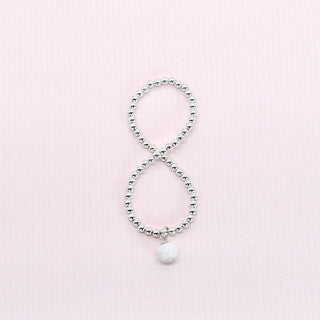 Everyday beaded bracelet with porcelain drop charm – original handmade jewellery gift for her