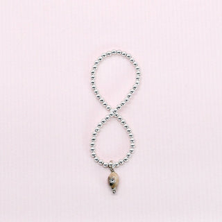 Dainty elastic bracelet in silver with porcelain charm – romantic gift idea for girlfriend