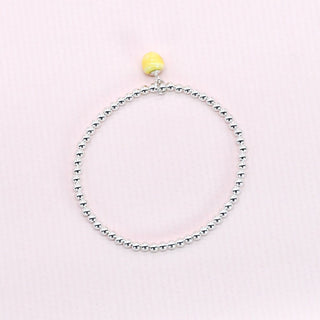 Affordable sterling silver bracelet with tiny porcelain charm – unique present for wife