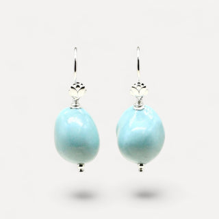 Silver Porcelain Drop Earrings