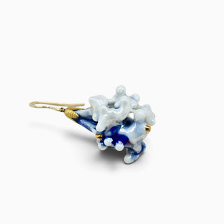 Real hawk’s-beard flower porcelain earring, a unique romantic gift for a wife who has everything