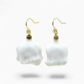 Real Jerusalem Sage flowers transformed into porcelain earrings with gold-filled earwires