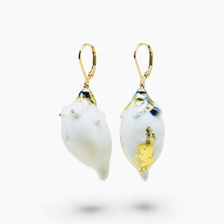 Paulownia flower earrings in cobalt porcelain, a unique luxury gift for her