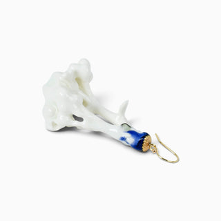 One-of-a-kind botanical single earring for an 18th wedding anniversary porcelain gift for a wife