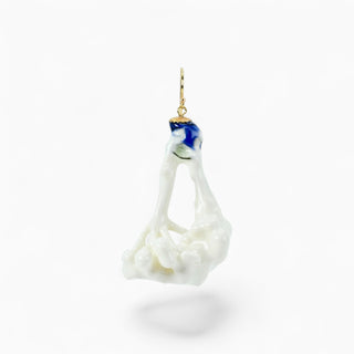 Scandinavian beam tree flower porcelain earring with naturally formed stems and tiny sculptural fruits