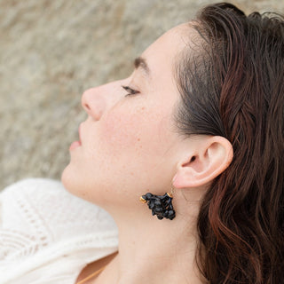 Dark real flower single earring by FARPHORIA, an extraordinary wearable art gift handmade in London