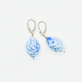 Farphoria_MNEME_blue_porcelain_peach_seed_silver_leverbacks_earrings
