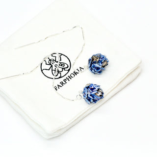 Farphoria_silver_threads_blue_artichokes_earrings_handmade