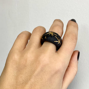 ALCHIBA Black Porcelain Ceramic Ring
