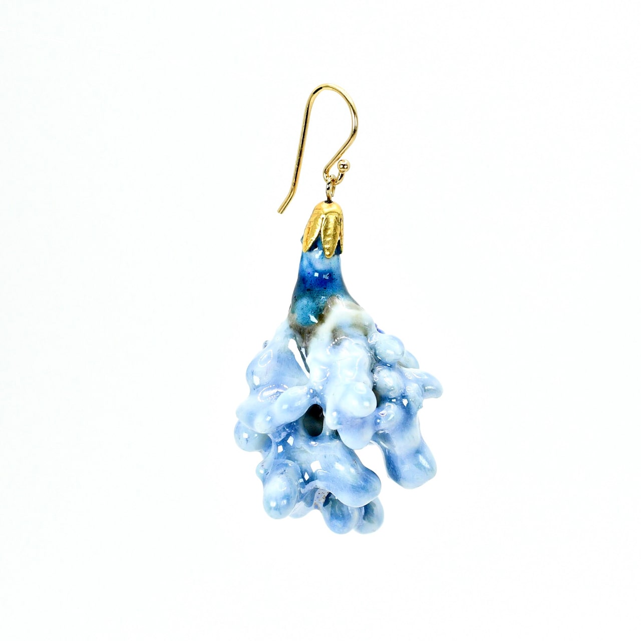BLUE NANDINA I Real Flower in Porcelain Ceramic Mono Earring