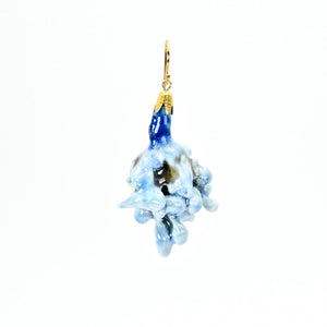BLUE NANDINA II Real Flower in Porcelain Ceramic Mono Earring