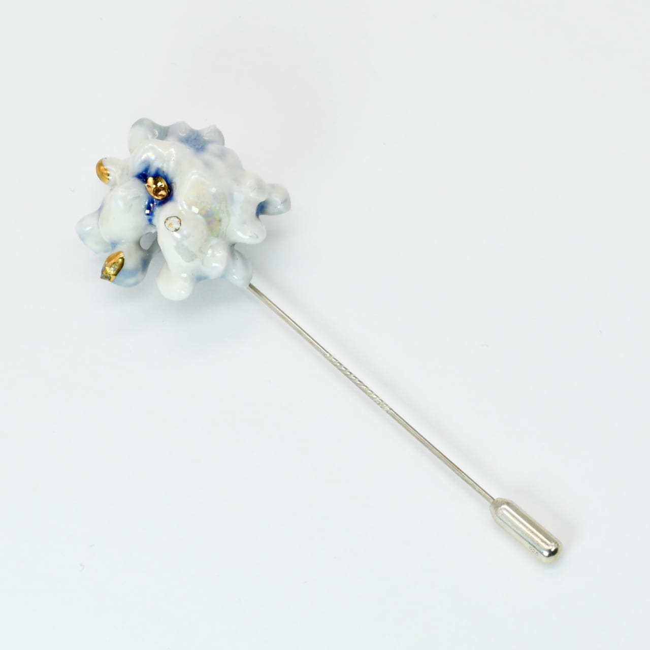 FATSIA Real Flower in Porcelain Ceramic Lapel Pin